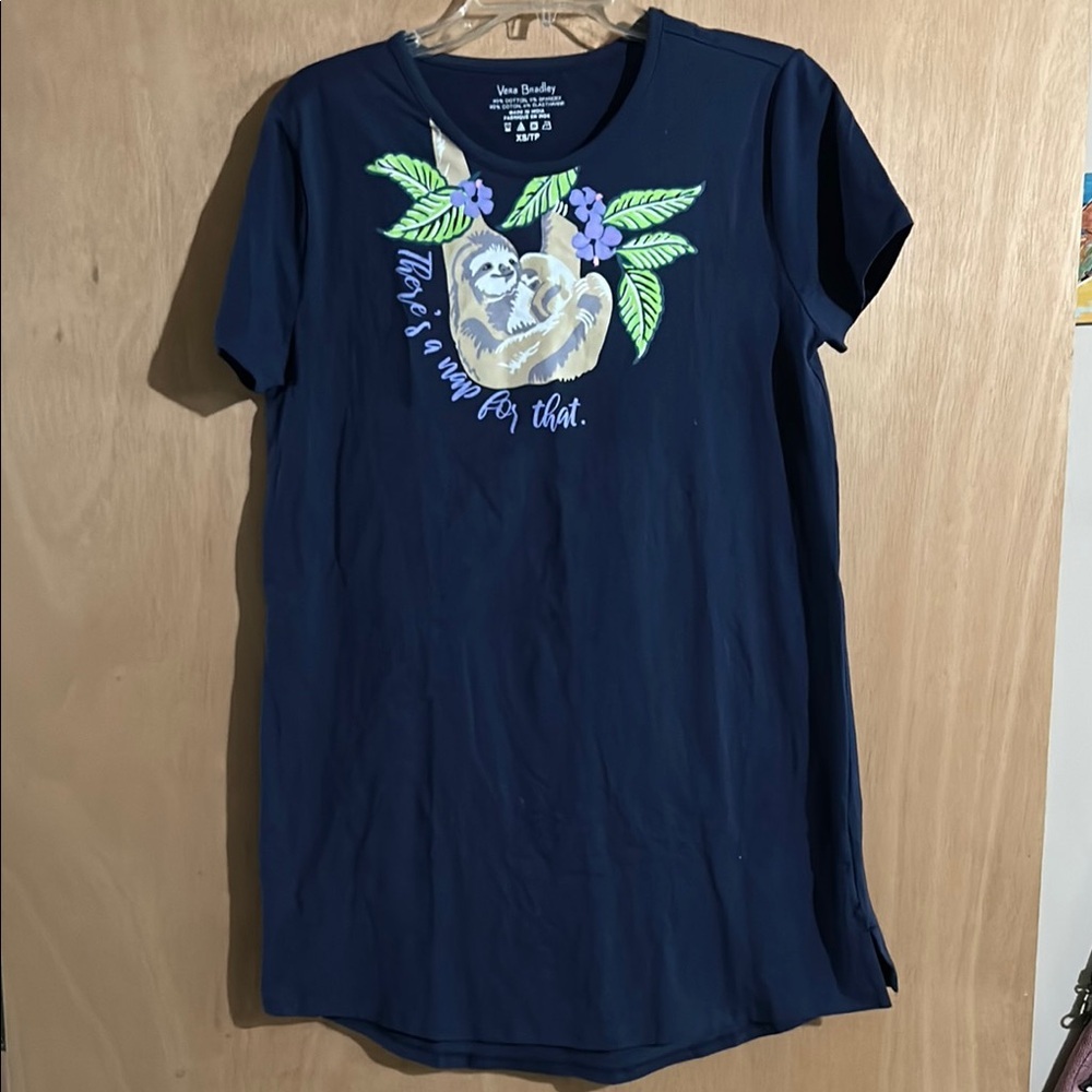 Vera Bradley Navy Blue Cotton Blend Sleep Shirt